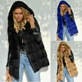 thumbnail image 1 of BiZtdJrK Womens Hooded Vest Coat Faux Fur Sleeveless Open Front Jackets Fuzzy Winter Warm Vests Fashion Outwear Dark Blue L, 1 of 6