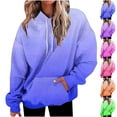 thumbnail image 1 of BiZtdJrK Womens Hoodies Tops Trendy Gradient Print Long Sleeve Shirts Fall Drawstring Hooded Pullover Loose Plus Size Sweatshirts with Pockets Sales of the Day Purple 5XL, 1 of 8