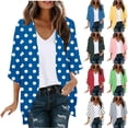 thumbnail image 1 of BiZtdJrK Womens Kimono Cardigan Lightweight Polka Dot 3/4 Sleeve Open Front Cardigans Lightweight Summer Beach Cover Up Red L, 1 of 6
