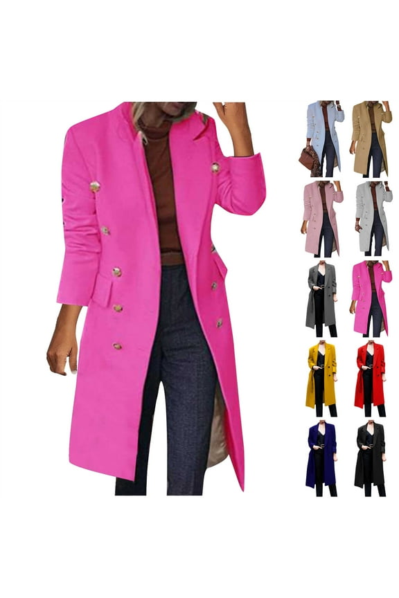 Womens Long Blazer Jackets Slim Fit Button Lapel Suit Trench Coat 2025 Fall Bussiness Casual Office Blazers Sale of The Day Prime Today Khaki XL
