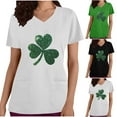 thumbnail image 1 of BiZtdJrK Womens Loose Fit V Neck Scrubs Tops with Pockets St Patricks Day Shamrock Heart Graphic Tees Shirts Holiday Short Sleeve T-Shirt White S 90% off Clearance Sale, 1 of 5
