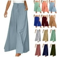 thumbnail image 1 of BiZtdJrK Womens Loose Wide Leg Pants Casual Drawstring High Waist Flowy Palazzo Pants Solid Color Trousers with Pockets, Army Green, XXL, 1 of 7