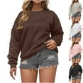 thumbnail image 1 of BiZtdJrK Womens Oversized Pullover Sweatshirt Plus Size Round Neck Plain Tops Casual Loose Solid Workout Sweatshirts Black L, 1 of 6