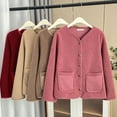 thumbnail image 1 of BiZtdJrK Womens Oversized Teddy Fleece Jackets Casual Button Open Front Cardigans Coat Solid Color Long Sleeve Jacket with Pockets Lighten Sales of the Day Pink 3XL, 1 of 9