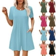 thumbnail image 1 of BiZtdJrK Womens Oversized Tshirt Romper Short Sleeve Pleated Front Wide Leg Shorts Overalls Solid Casual Summer Jumpsuits with Pockets on sale clearance 2025 Blue S, 1 of 10