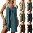 thumbnail image 1 of BiZtdJrK Womens Pajama Jumpsuits Sleeveless V Neck Shorts Overalls Comfy Flowy Casual Rompers with Pockets Khaki L, 1 of 10