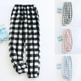 thumbnail image 1 of BiZtdJrK Womens Plaid Pajama Pant Fuzzy Flannel Elastic Waist Lounge Joggers Cozy Winter Home Sleep Bottoms with Pockets Birthday Gift Pink M, 1 of 8