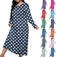 thumbnail image 1 of BiZtdJrK Womens Plus Size Casual Nightgowns Heart Printed Crew Neck Long Sleeve Maxi Dresses Lightweight Loose Fall Sleepdress Valentine's Day Gifts Light Blue XXL, 1 of 7