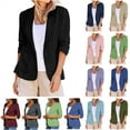 thumbnail image 1 of BiZtdJrK Womens Plus Size Linen Blazer Business Casual Suit Jacket with Pockets Fall 3/4 Sleeve Blazers for Office Work Army Green XXXXXL, 1 of 7