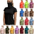 thumbnail image 1 of BiZtdJrK Womens Short Sleeve Sun Protection Shirts with Face Mask Outdoor Rash Guard Fishing Hiking Shirt Casual Summer Cropped Tops White L Birthday Gifts, 1 of 8