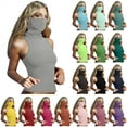 thumbnail image 1 of BiZtdJrK Womens Sleeveless Sun Protection Shirt with Face Mask Summer Trendy High Neck Cropped Tops Athletic Shirts Beige L, 1 of 6