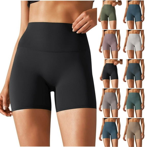 BiZtdJrK Womens Slim Yoga Shorts High Waist Compression Short Tights Comfy Lightweight Fitness Workout Shorts Black XS