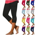 thumbnail image 1 of BiZtdJrK Womens Solid Capri Leggings High Waisted Trendy Casual Yoga Pants Lightweight Summer Beach Capris on sale clearance 2025 Dark Blue XXL, 1 of 7