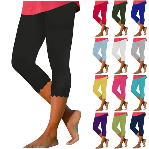 BiZtdJrK Womens Solid Capri Leggings High Waisted Trendy Casual Yoga Pants Lightweight Summer Beach Capris on sale prime Navy XL
