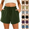 thumbnail image 1 of BiZtdJrK Womens Solid Shorts Drawstring Elastic High Waist Athletic Shorts Baggy Comfy Casual Summer Beach Shorts with Pockets on sale and clearance Khaki L, 1 of 9