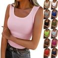 thumbnail image 1 of BiZtdJrK Womens Square Neck Tank Tops Solid Basic Sleeveless Shirts Casual Workout Cropped Tanks Blue XXL, 1 of 4