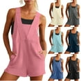thumbnail image 1 of BiZtdJrK Womens Summer Casual Jumpsuits Sleeveless Wide Leg Shorts Overalls Breathable Lightweight Outdoor Rompers with Pockets on sale clearance Black XXL, 1 of 10