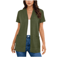 thumbnail image 1 of BiZtdJrK Womens Summer Open Front Cardigans Short Sleeve Solid Color Casual Sweater Cardigan Comfy Breathable Outerwear with Pockets Army Green S, 1 of 6