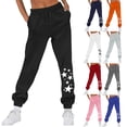 thumbnail image 1 of BiZtdJrK Womens Sweatpants Stars Print Elastic High Waist Yoga Workout Joggers Drawstring Fashion Street Sweat Pant with Pockets Blue M, 1 of 5