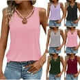 thumbnail image 1 of BiZtdJrK Womens Tank Tops Summer Cut Out Ring Keyhole Neck Sleeveless Blouse Fashion Solid Basic Tanks Gray XL, 1 of 5