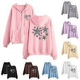 thumbnail image 1 of BiZtdJrK Womens Trendy Star Graphic Jackets Casual Zip Up Long Sleeve Hoodies Drawstring Hooded Sweatshirts Jackets with Pockets Limited Time Sales of the Day Black L, 1 of 4