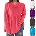 thumbnail image 1 of BiZtdJrK Womens Tunic Sweatshirts Ruffle Long Sleeve Babydoll Tops Draped Crew Neck Dressy Casual Pullover Sweatshirt White XL, 1 of 8