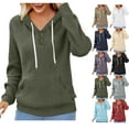 thumbnail image 1 of BiZtdJrK Womens Waffle Pullover Hoodie Long Sleeve Oversized Drawstring Sweatshirt with Pocket Casual Athletic Gym Hooded Sweatshirt Army Green S, 1 of 5
