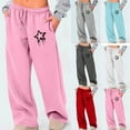 thumbnail image 1 of BiZtdJrK Womens Wide Leg Sweatpants Star Print Drawstring Elastic Waist Running Athletic Pants Baggy Casual Sweat Pant with Pockets Gray L, 1 of 1