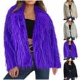 thumbnail image 1 of BiZtdJrK Womens Winter Coat Fluffy Faux Fur Warm Jackets Solid Casual Open Front Sherpa Jacket Outdoor Long Sleeve Outwear Prime By Hour Black XXL, 1 of 4