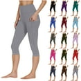 thumbnail image 1 of BiZtdJrK Womens Workout Capri Leggings with Pockets High Waisted Tummy Control Compression Yoga Capris Solid Lightweight Stretch Athletic Leggings on sale or clearance Hot Pink L, 1 of 10