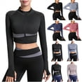 thumbnail image 1 of BiZtdJrK Womens Zip Up Crop Workout Jackets Summer Sun Protection Sportwear Stand Collar Long Sleeve Slim Fit Yoga Athletic Tops with Thumb Holes Purple XXL Ofertas Relampago de Hoy, 1 of 5