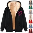 thumbnail image 1 of BiZtdJrK Womens Zip Up Hoodies Warm Fleece Lined Sweatshirt Jackets 2025 Trendy Heart Printed Hooded Coat with Pockets Fall Clothes Sales Prime Khaki M, 1 of 5