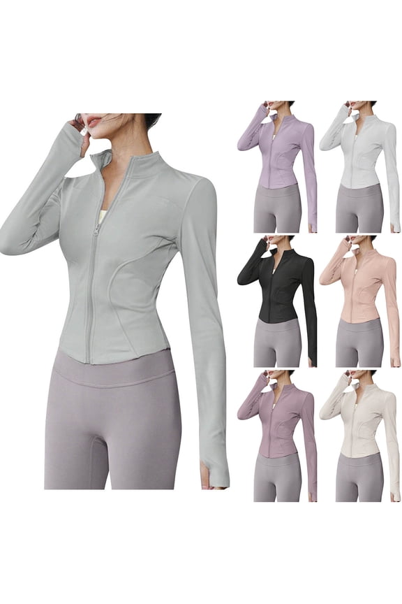Workout Jacket for Women Plus Size Zip Up Long Sleeve Gym Yoga Tops Lightweight Stretch Running Athletic Jackets with Inner Pocket Hot Pink S
