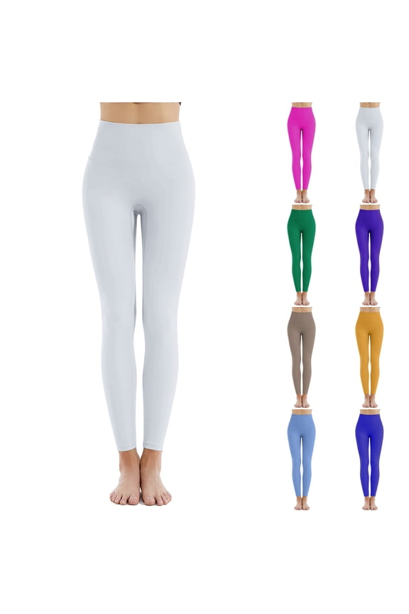 Workout Leggings for Women Gym Yoga Running Legging Stretchy High Waisted Tights Solid Buttery Soft Comfy Legging Pants Lightening Sale White S
