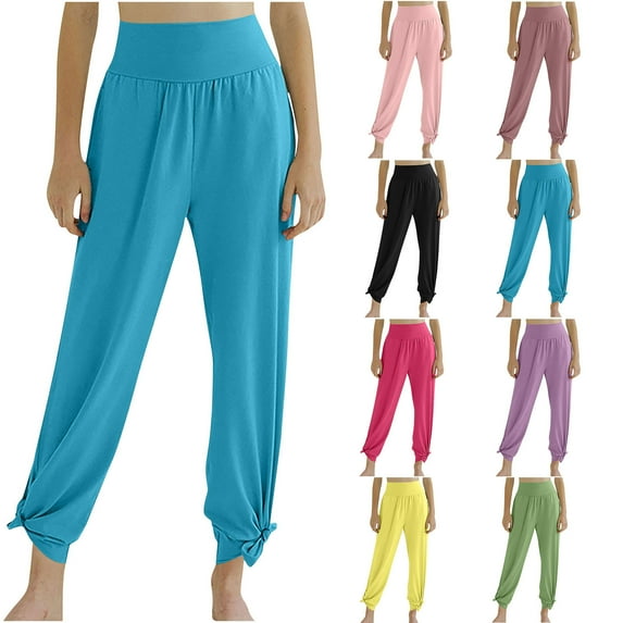 BiZtdJrK Yoga Pants for Women Loose Fit Wide Leg Pants High Waisted Workout Pants Solid Casual Jogger Trousers Buttery Soft Sweatpants Green XXL