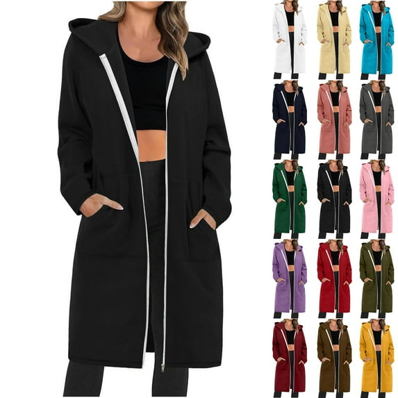 BiZtdJrK Zip Up Hoodies for Women Long Sleeve Oversized Sweatshirts Lightweight Casual Long Jackets with Pockets 2025 Fall Clothes Back to College Sales Red XL