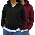 thumbnail image 1 of BiZtdJrK Zip Up Hoodie Men Soft Fleece Lined Sweatshirts Lightweight Warm Athletic Jackets with Zipper Pockets, Black, L, 1 of 8
