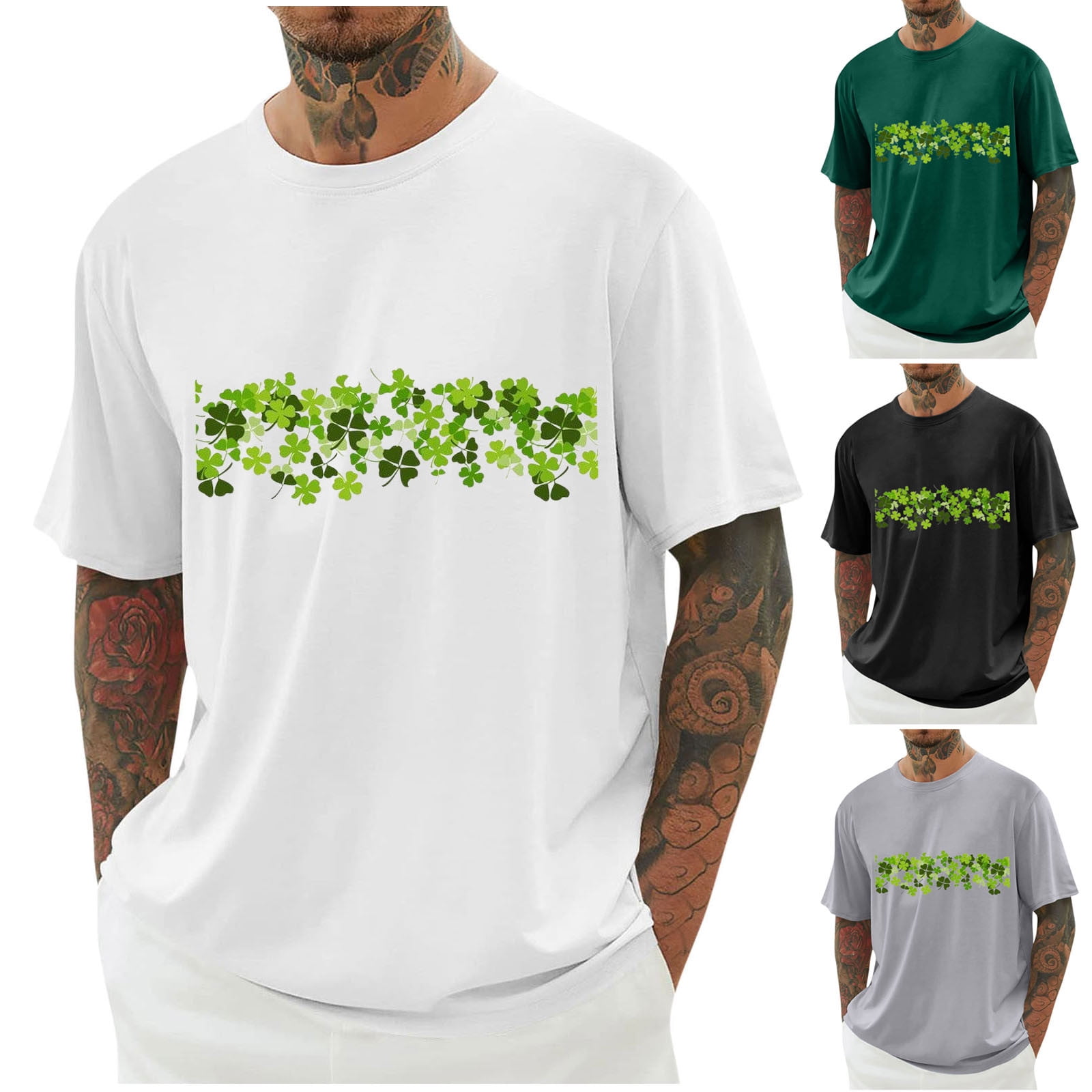 BiZtdJrK Lucky Shamrock Graphic Tees for Men St Patricks Day T-shirt ...