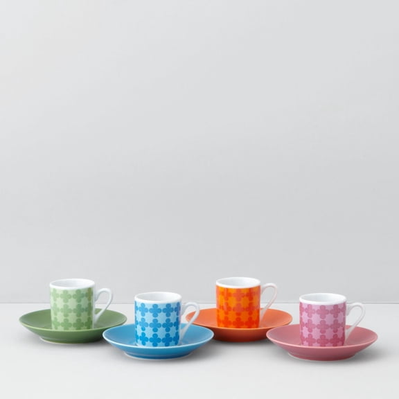 Bia Cordon Bleu Museo Mundo Diamond Demi Cup & Saucer, Set of 4, Multicolor