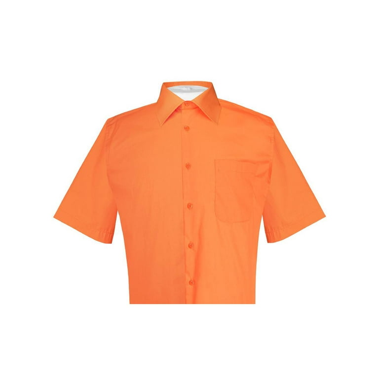 Biagio 100 Cotton Men s Short Sleeve Solid BURNT ORANGE Dress