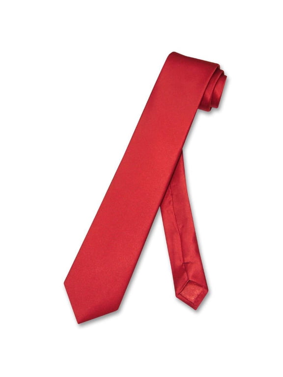 100% SILK Narrow NeckTie Skinny ROSE RED Color Men's 2.5" Neck Tie