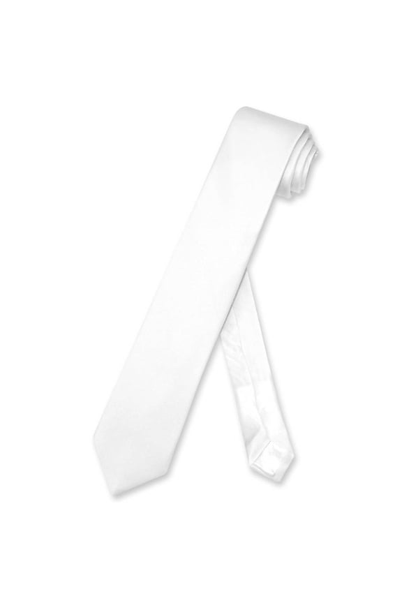 100% SILK Narrow NeckTie Skinny WHITE Color Men's 2.5" Neck Tie