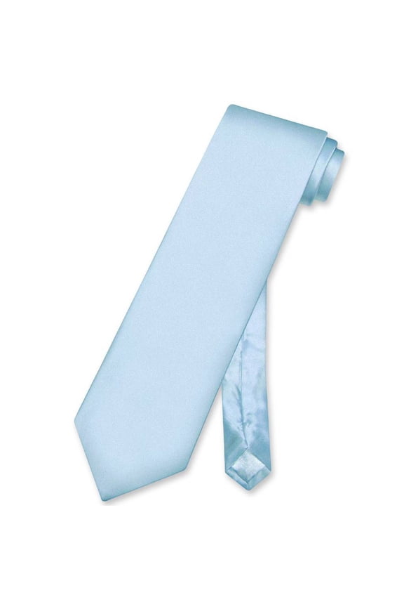 100% SILK NeckTie EXTRA LONG Solid BABY BLUE Color Men's XL Neck Tie