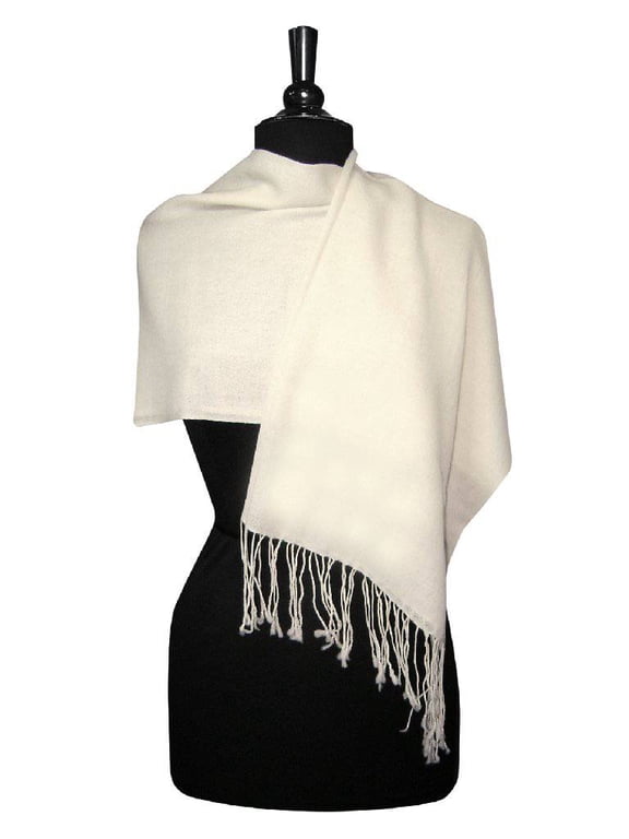 100% Wool Pashmina Solid Scarf CREAM Color Womens Shawl Wrap Scarves