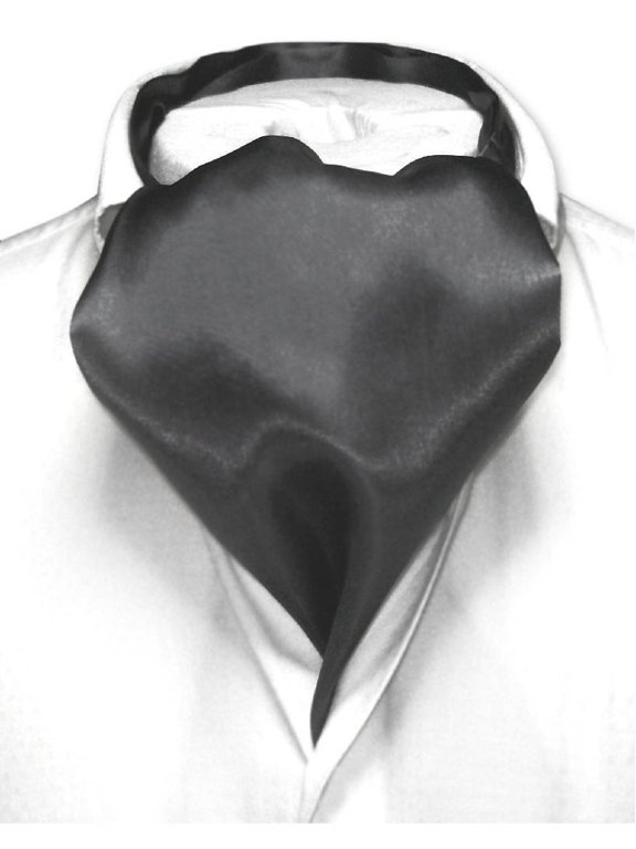 ASCOT Solid CHARCOAL GREY Color Cravat Dark Gray Men's Neck Tie