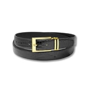 Biagio Croc Embossed BLACK Mens Bonded Leather Belt Gold-Tone Buckle sz 34