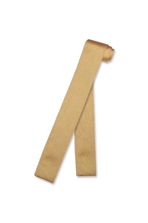 KNITTED Neck Tie Solid GOLD Color Men's Knit NeckTie