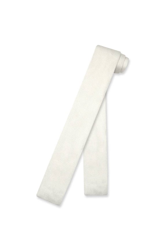 KNITTED Neck Tie Solid OFF-WHITE IVORY Color Men's Knit NeckTie