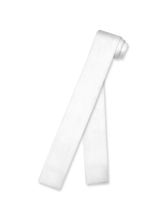 KNITTED Neck Tie Solid WHITE Color Men's Knit NeckTie