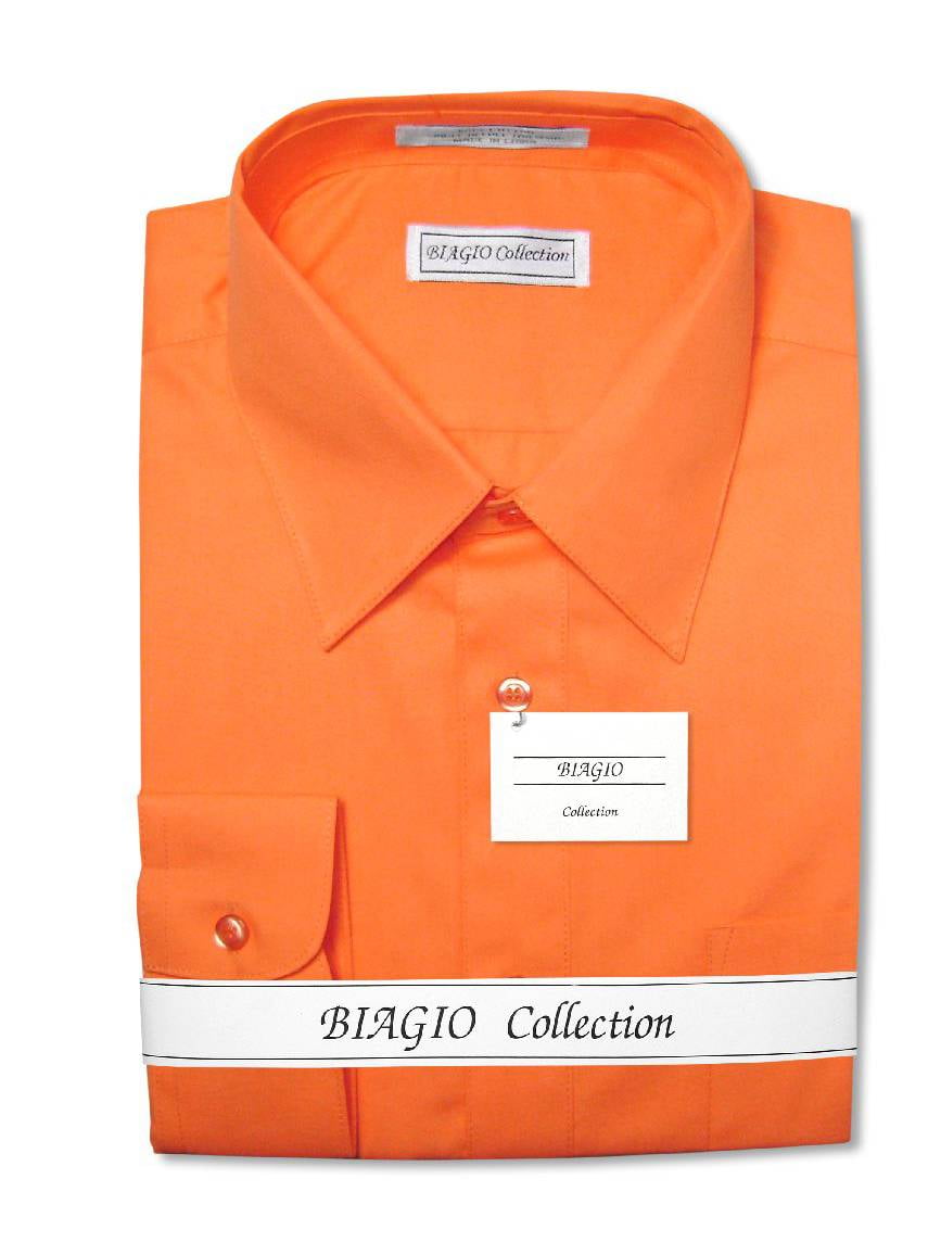 Biagio Men's 100 COTTON Solid BURNT ORANGE Color Dress Shirt sz 18.5